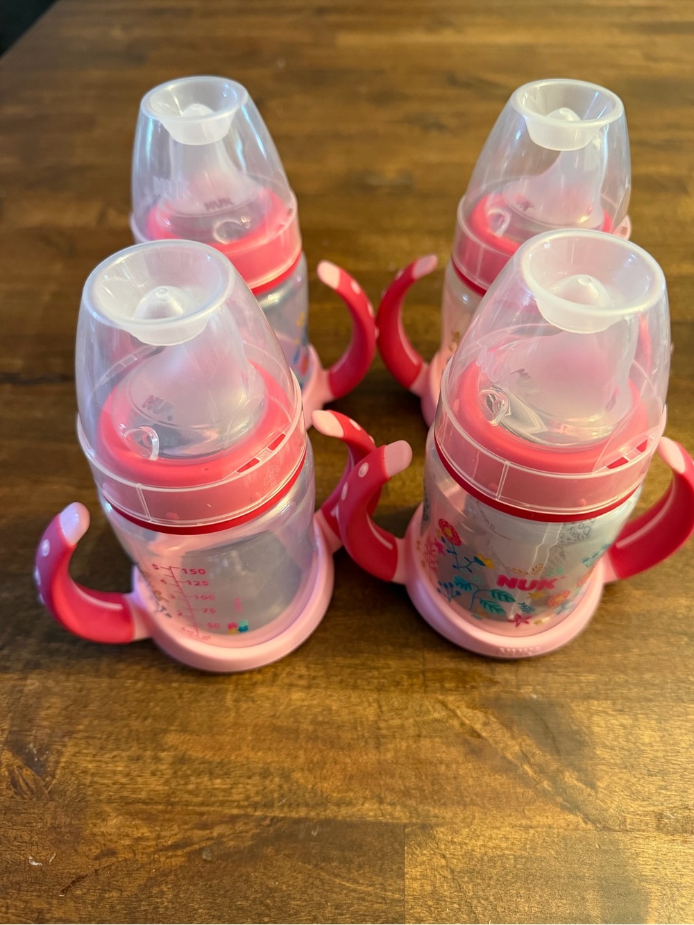 NUK Pink Floral Learner Cups with Handles - Set of 4